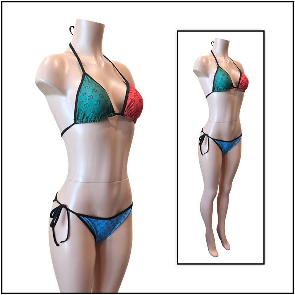 GG Monogram Color-block Vibrant Colored Bikini SZ L - Picture 11 of 15